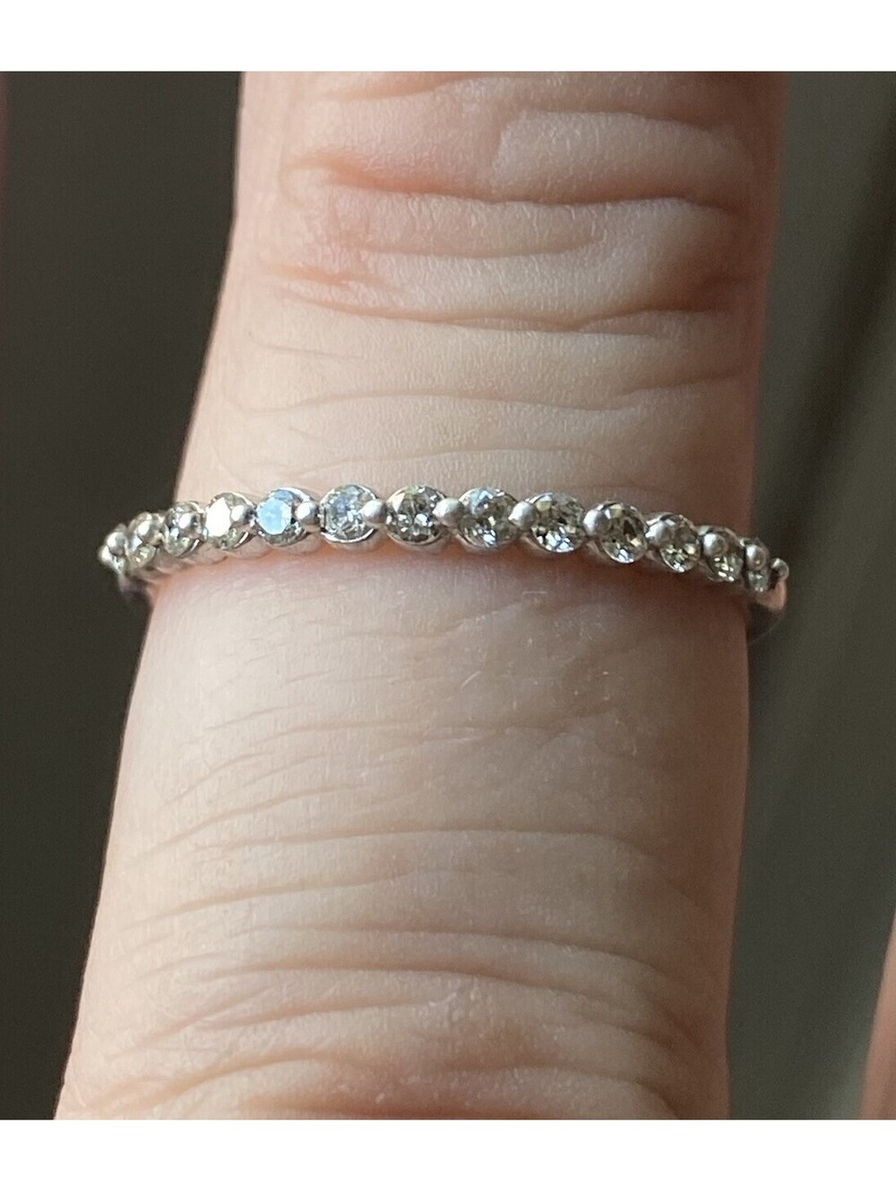 14k White Gold Diamond Band~Ring Size 7 Eternity Round Brilliant Cut Diamonds 